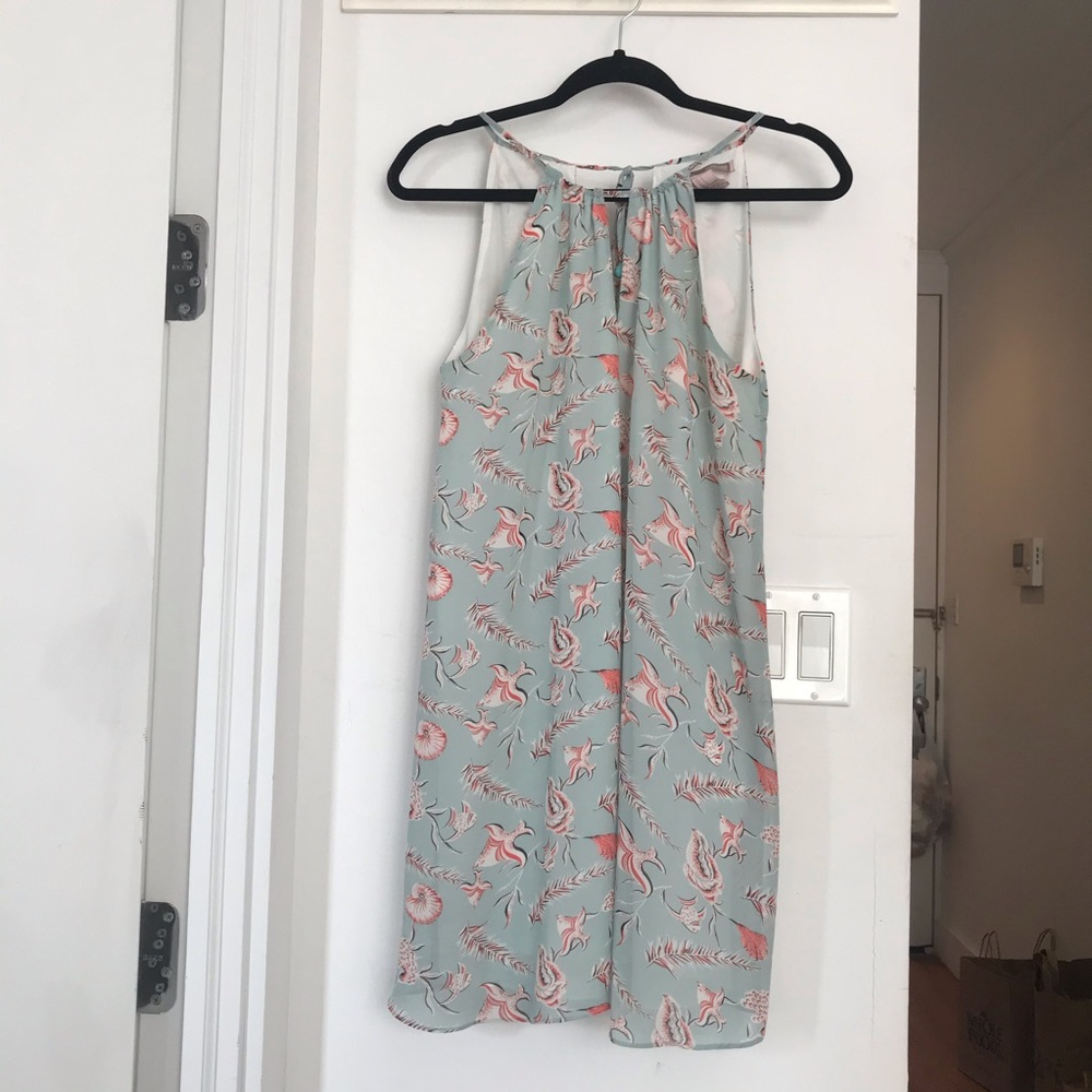 Seashell Patterned Seafoam Blue and Coral Accent